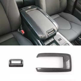 ERIDANUS Auto Accessories Fit for Highlander L LE XLE XSE Bronze Edition Limited Platinum Hybrid 2025-2020 Center Console Armrest Storage Box Trim Cover (Carbon Fiber Style) ABS 2 PCS