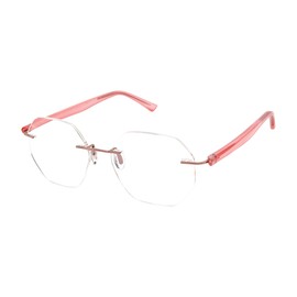 Scojo New York Gels Heptagon Reading Glasses, Handmade Scratch-Resistant Readers for Women and Men, Reflective Rose