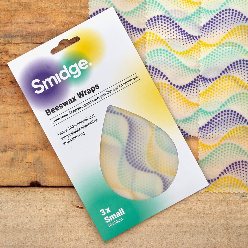 Smidge Beeswax Wrap Kitchen Set of 3, Reuseable & Compostable