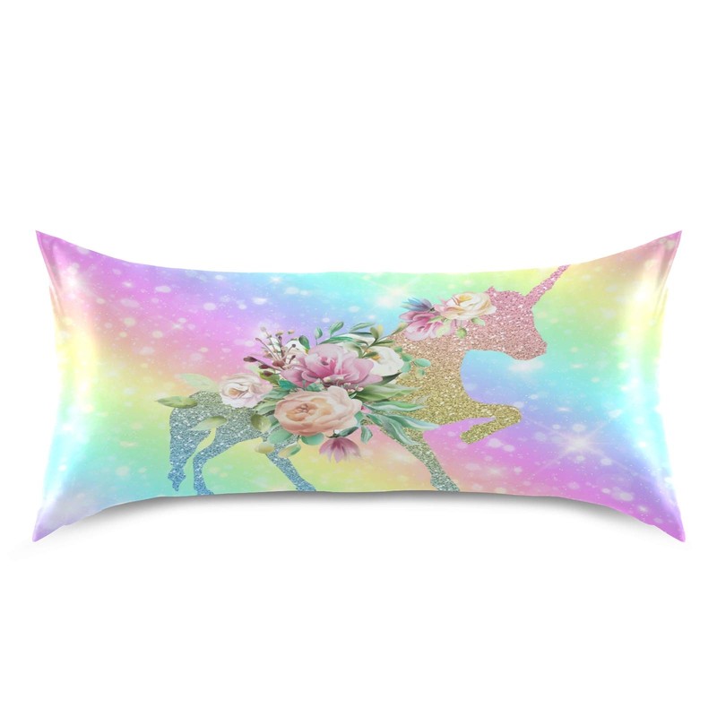 Blueangle Rainbow Unicorn Satin Pillowcase for Hair and Skin Silk