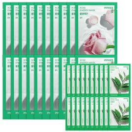 Innisfree Energy Mask Rose 20 sheets + Green Tea 20 sheets free / 이니스프리 에너지 마스크 로즈 20매+그린티20매 증정