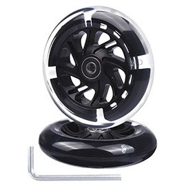 Gladeer 120mm Light Up Flashing Scooter Front Replacement Wheels w/Bearings for Micro Kids 3-Wheeled Kick Scooters (Black)