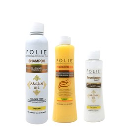 Kit Argan Oil Shampoo, Serum Y Mascarilla Folie Profesional