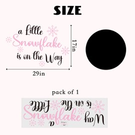 A Little Snowflake is On The Way Decal - Winter Baby Shower Gender Reveal Party Supplies,Snowflake Baby Shower Backdrop for Winter Wonderland(Pink Snowflake)