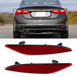 Abodvu Compatible with Chevy Malibu Rear Bumper Reflectors 2016-2022,Left Driver & Right Passenger Side Rear Bumper Red Marker Trims,Back Reflector W/O Bulbs Replacement for 9th Gen Malibu(1Pair)