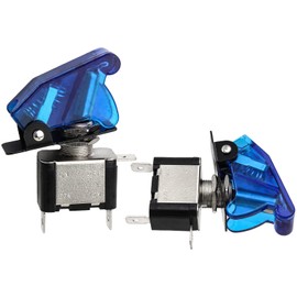 Aracombie 5 Pcs 12V 20A Light Toggle Switch Cover,Switch Toggle Guard with Safety Cover Blue SPST Toggle Switch for Car Boat Truck Airplan