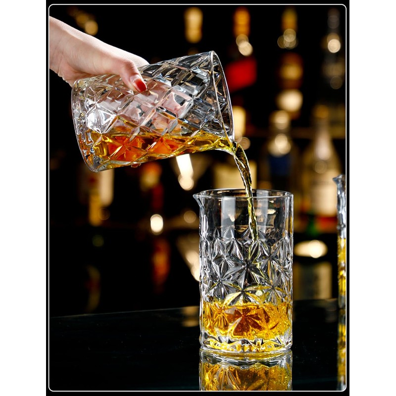 Professional Thick Bottom Seamless Cocktail Mixing Glass 700ml (Ice Flower,
