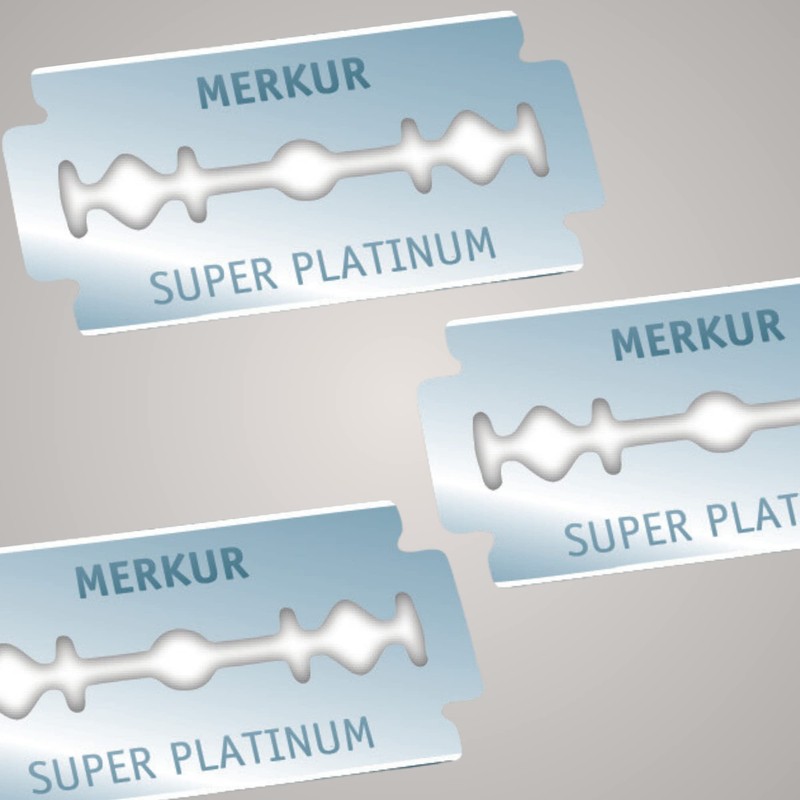 MERKUR Razor Blade Stainless Steel Super Platinum Silver 910 (Pack