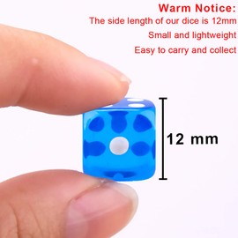 AUSTOR 100 Pieces 12mm Dice 6 Sided Game Dice Translucent Color Tiny Dice Round Corner Dices for Tenzi, Farkle, Yahtzee, Bunco or Teaching Math with a Drawstring Storage Bag