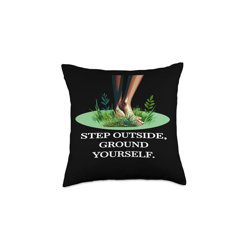 Grounding Through Barefoot Journey, Earth's Whisper Throw Pillow