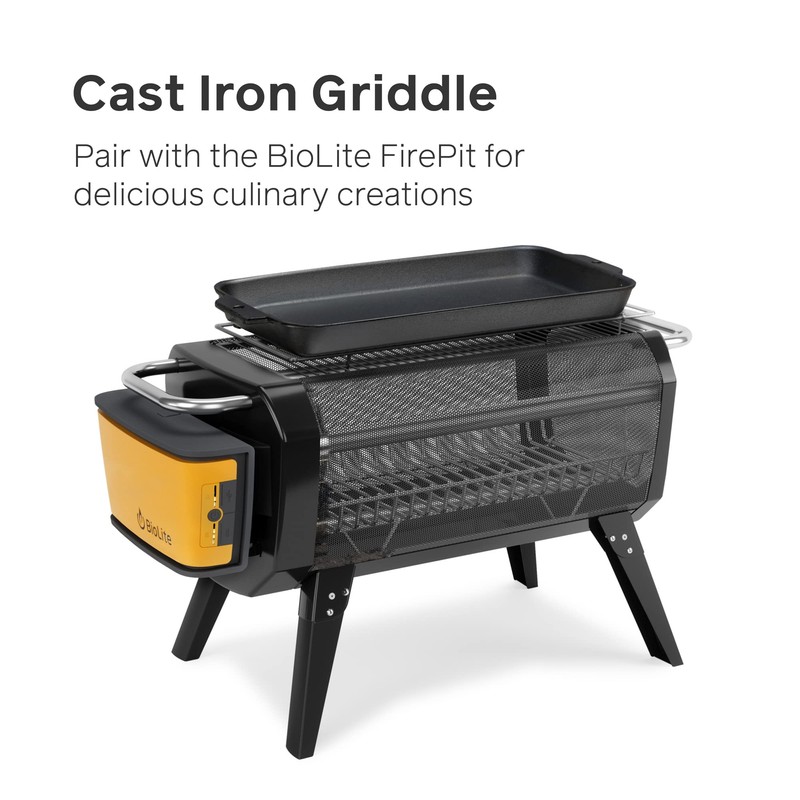BioLite Cast Iron Outdoor Griddle for FirePit+, Pre-Seasoned, Durable and