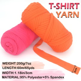 playera de hilo para ganchillo, color rosa rosa, tela elástica gruesa, para principiantes, ganchillo, bolsa de tejer a mano, cesta, posavasos, manualidades, decoración del hogar, 200 g (rosa rosado)
