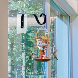 KasaRacks 4-Pack Window Bird Feeder Hook, Strong Hanger with Traceless Adhesive & Screws, Window Mounted Load-Bearing Hook for Bird Feeders, Wind Chimes, Plants (Black)