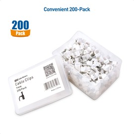 Cable Matters 200-Pack Nail-in Cable Clips Cord Organizer, 7mm / 0.27 inches, Coaxial Cable Clips, Ethernet Cable Wall Clip, Wire Wall Clips, White