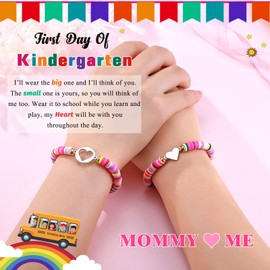 ORISPRE First Day of Kindergarten Bracelet Mommy and Me Back to School Gifts Mom Mother Daughter Bracelets Back to School Stuff for Girls Kids