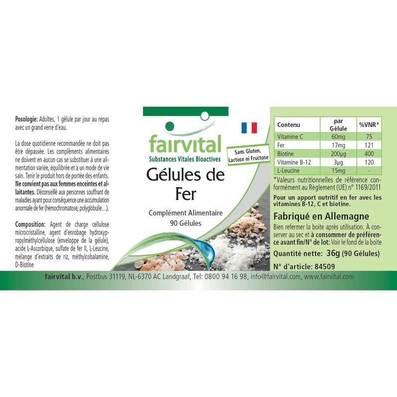 Fairvital | Eisen Kapseln plus Vitamin C, Biotin u. B12