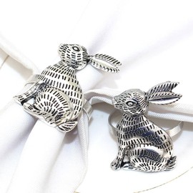 Easter Napkin Rings, 12 Pieces Metal Rabbit Shape Napkin Ring Holder for Banquets, Weddings, Dining Table Decoration