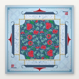 Christmas Mahjong Table Set 30x23x13mm Acrylic 160 Tiles Blue Floral Pattern Santa Xmas Tree Holiday GiftColor: Blue Mahjong Mat