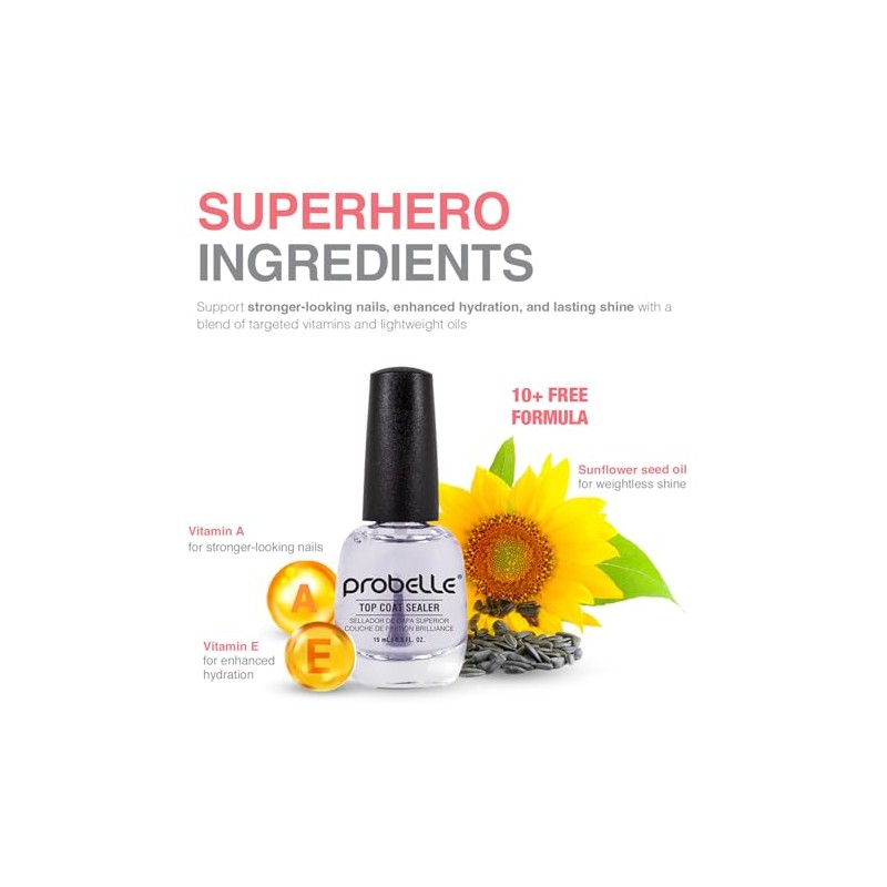 Probelle Top Coat Sealer - Capa Superior de Esmalte de