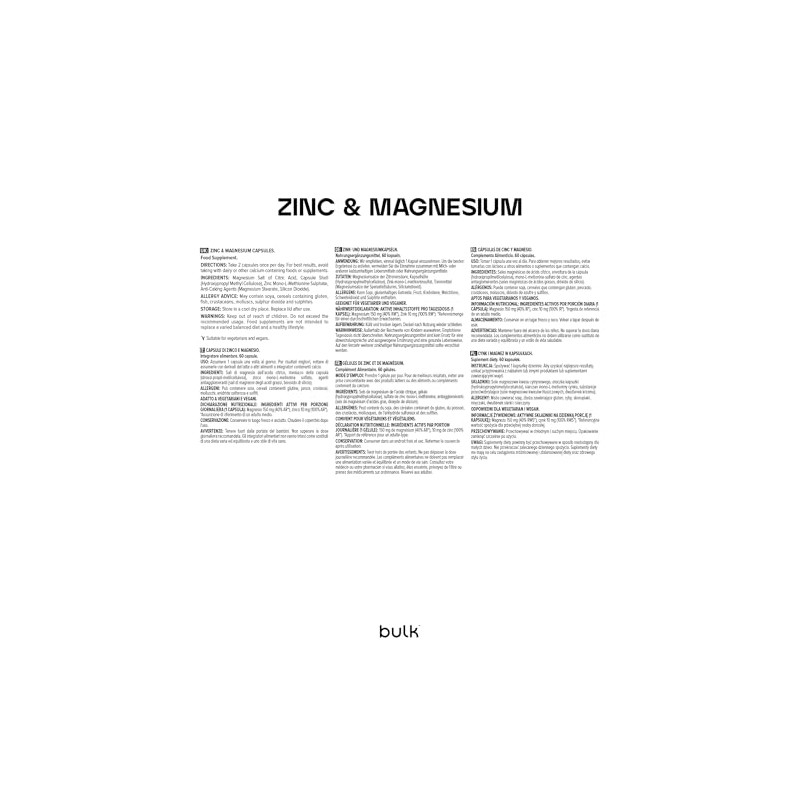 Bulk Zinc & Magnesium Capsules, 180 Capsules