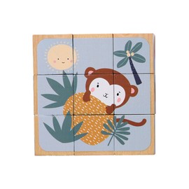 Vertbaudet VERTBAUDETBaby Animal Puzzle with Wooden Cubes FSC Beige
