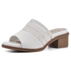 CLIFFS BY WHITE MOUNTAIN Women's Corley Block Heeled Sandal, White/Burnished/Smooth, 8.5 M