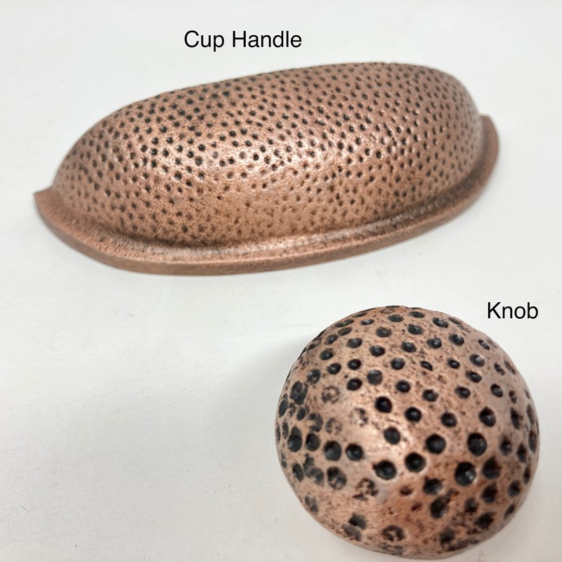 Antique Copper Hammered Knob & Cup Handle Cabinet - Drawer