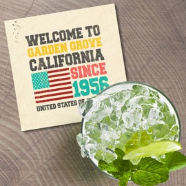 Unbranded Garden Grove Grunge Travel Postage 4'' X 4'' Square Wooden Coaster