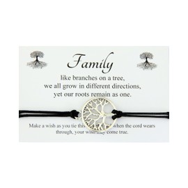 Lucor Family Tree Gifts,Family Like Branches On a Tree,Tree Of Life Wish String Bracelet,Family Inspirational Motivational Gift,Christmas Birthday Gift(Black)