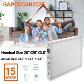 2-Pack GAPCCCAR2025 Replacement Furnace Filter, Compatible with Bryant GAPBBCAR2025 & Carrier GAPCCCAR2025, 20"x25"x3.5", MERV 15 High Efficiency Air Filter for HVAC Systems