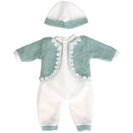 ZWOOS Doll Clothes for New Born Baby Dolls 35-43 cm, Cute Wool Outfit with Hat Compatible with Baby Born, Baby Annabell, Nenuco and More (Green)