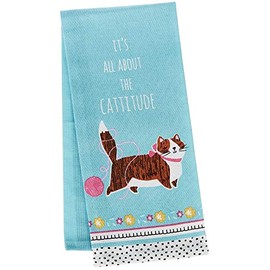 Kay Dee Designs Crazy Cat Cattitude Tea Kitchen Towel, 18" x 28", Various