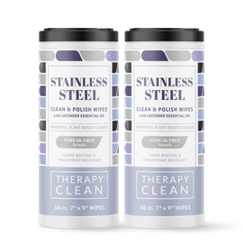 Therapy Stainless Steel Wipes, 30 Count (2 Pack) - Best for Cleaner and Polish of Kitchen Appliances, Refrigerator, Dishwasher, Oven, Stove, Sink, and Microwave