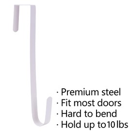 Sattiyrch 12" Wreath Hanger for Front Door,Steel Over The Door Hanger Hook,Wreath Door Hanger (White,2)