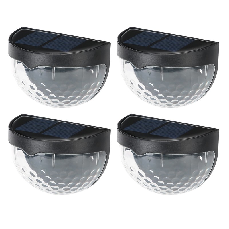 4Pcs Outdoor Waterproof Semicircle 6LED Solar Power Wall Lamp Black