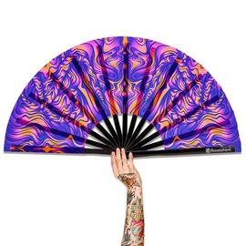 UV Glow Rave Fan Bamboo Folding Clack Hand Fan for Men Women Decor Gift Party Disco Dance Pride Festivals Accessory fans for line dancers:_Wave - 1