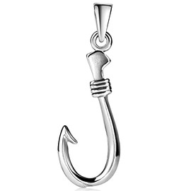 MATERIA by Matthias Wagner KA-484 Men's Fishing Hook Pendant 925 Silver Jewellery for Anglers