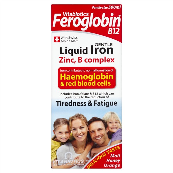 6 Units (Bulk Pack) Vitabiotics Feroglobin B12 Gentle Liquid Iron, Zinc, Minerals & Vitamin B Complex 500ml