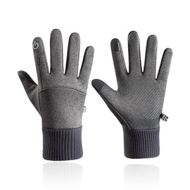 Winter Warm Gloves, 1 Pair Running Gloves, Windproof Water-Resistant Thermal Gloves, Anti-slip Touch Screen Cycling Gloves, for Men Women Hiking Climbing Riding Bike Outdoor Sports, Gray