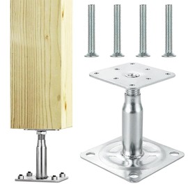 Post Support Height Adjustable, Galvanised 100-150 mm Post Brackets, Screw-On Support Base for Fences, Shelters, Carports, Pergolas, Construction Work (Pack of 1)