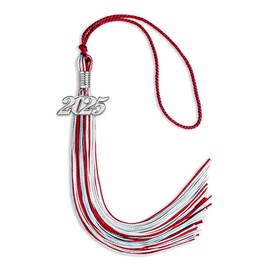 Endea Graduation Mixed Triple Color Tassel with Silver Date Drop (Red/Light Blue/White, 2025)