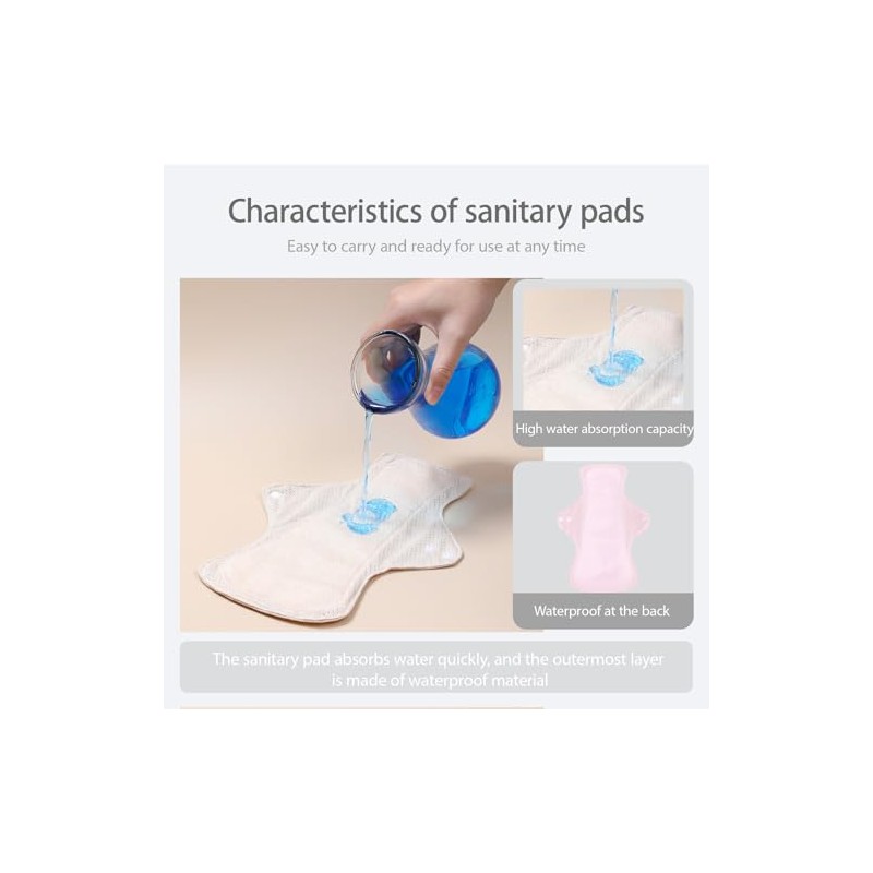 AIO Compresas menstruales de tela reutilizables y lavables, 5 unidades,