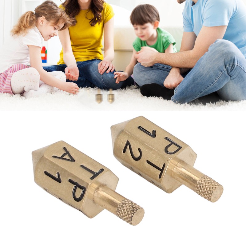 2PCS 6 Sides Rotary Dice with Shank Solid Metal Gyroscope