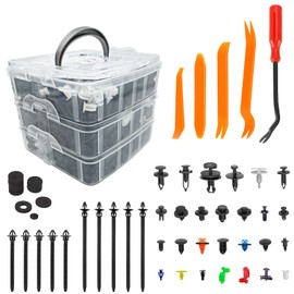 Aodigesa 970Pcs Car Retainer Clips, Bumper Fender Plastic Rivet,16 Most Popular Sizes Nylon Push Pin Set, Auto Body Door Panel Fastener Trim Remover Kit for Toyota GM Ford Honda Acura Chrysler