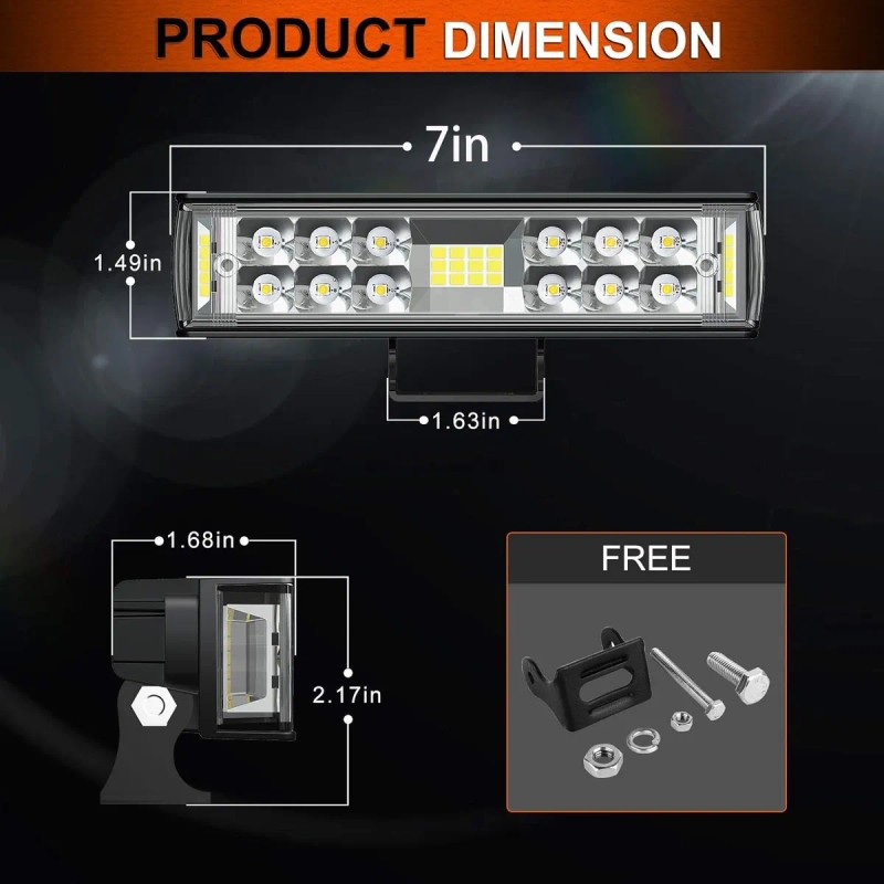 Par 7''faros Led Auxiliares 188w Triple-fila 8000k 34led