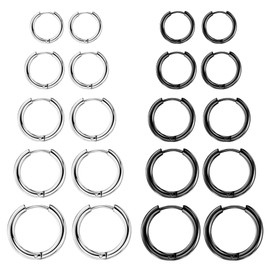 12 Pairs Stainless Steel Stud Earrings Set for Men and Women, Small Stud Earrings, Round Flower Ball and Square Stud Earrings with Zirconia Diamond, Hypoallergenic Earrings Set in 3, 4, 5, 6, 7.8 mm,