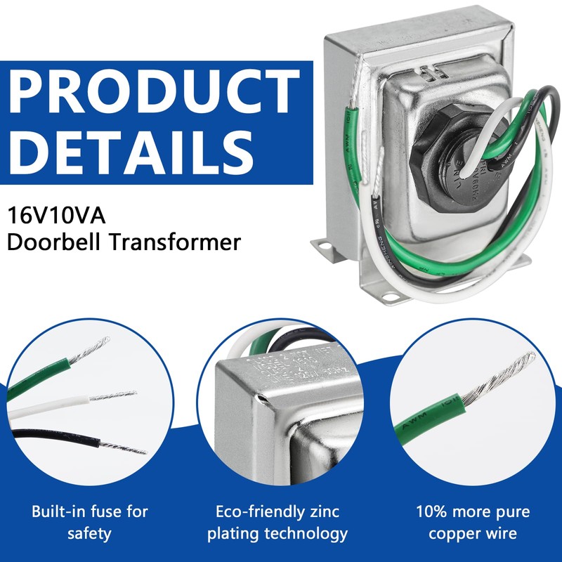 Funmit Doorbell Transformer 16V 10VA Compatible with Ring Wired Video