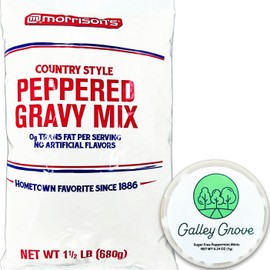 Morrison's Country Style Peppered Gravy Mix Bulk 1 1/2 Pounds, Just Add Water Bundle With Galley Grove Sugar Free Breath Mints