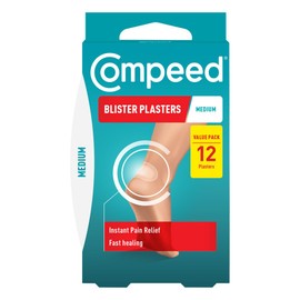 Compeed Blister Plasters Medium Size 12 Pack - Hydrocolloid Foot Treatment - Heal Fast