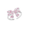 Pink Crystal Bow Ring for Women Ladies Elegant Bowknot Engagement